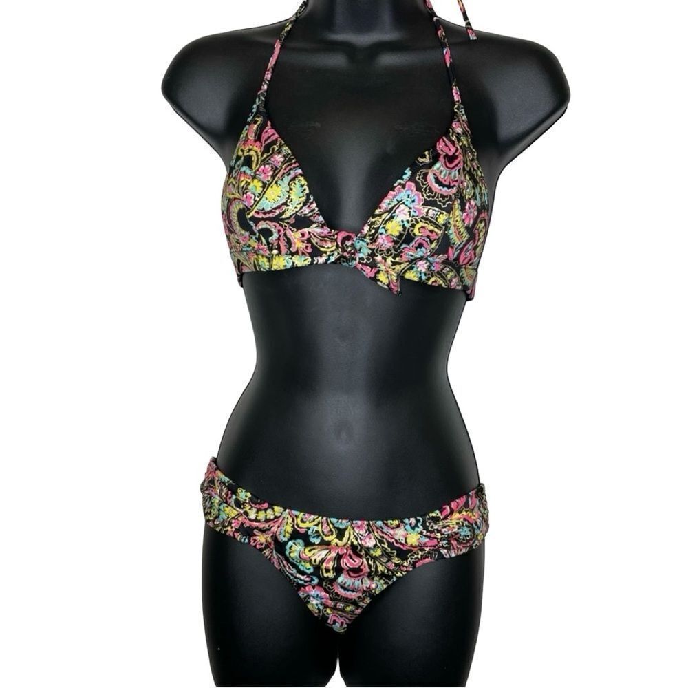 Victoria’s Secret Paisley Colorful Halter 2 Piece Bikini Size XS